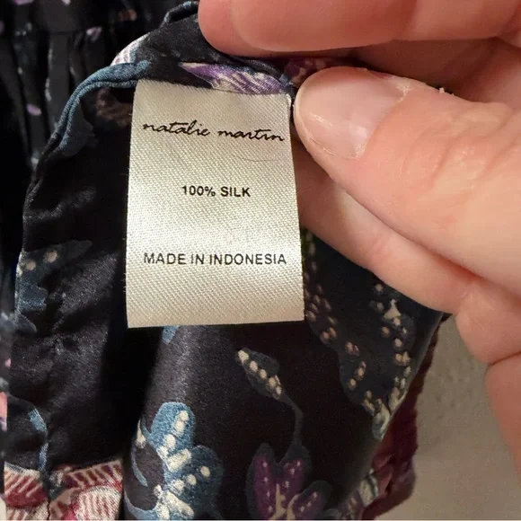 Natalie Martin Briana Dress in lotus print Nero Colorway wedding guest Silk - Picture 8 of 10